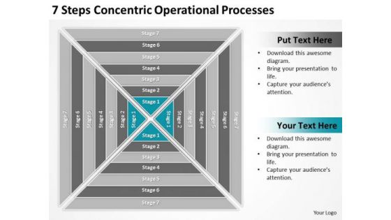 7 Steps Concentric Operational Processes Business Plans For Dummies PowerPoint Templates