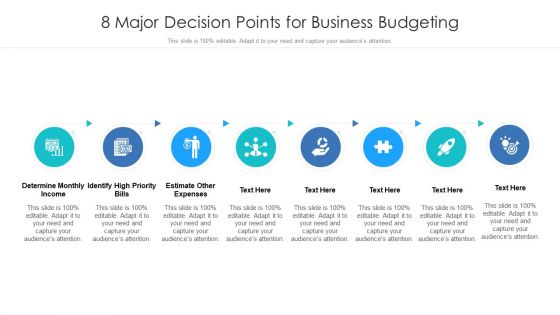 8 Major Decision Points For Business Budgeting Ppt PowerPoint Presentation File Deck PDF