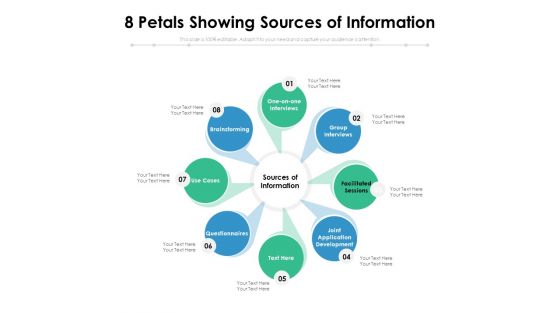 8 Petals Showing Sources Of Information Ppt PowerPoint Presentation Professional Structure PDF