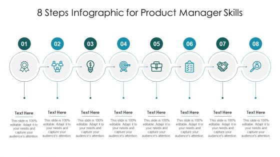 8 Steps Infographic For Product Manager Skills Ppt Powerpoint Presentation Gallery Model Pdf