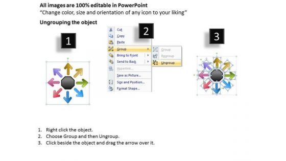 8 Plans For Target Achievement Arrows Cycle Process PowerPoint Templates