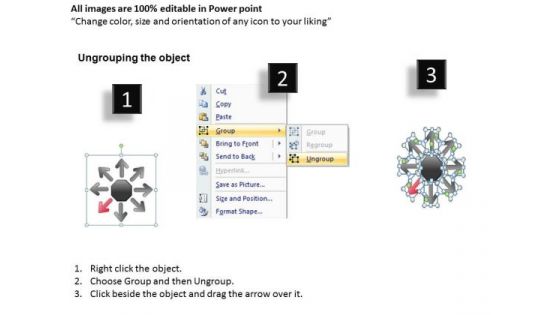 8 Plans For Target Achievement Arrows Cycle Spoke Chart PowerPoint Templates