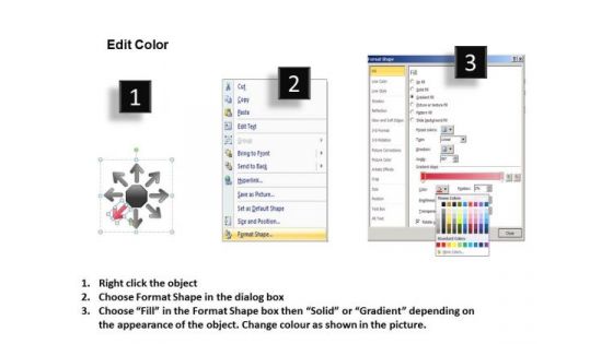 8 Plans For Target Achievement Arrows Cycle Spoke Chart PowerPoint Templates