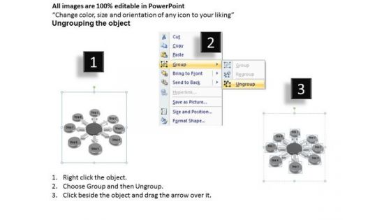 8 Stages Circular Spoke Diagram Elements Business Plan PowerPoint Templates