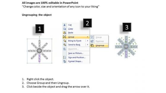 8 Stages Diverging Arrows Organizational Workflow Model Charts And PowerPoint Slides