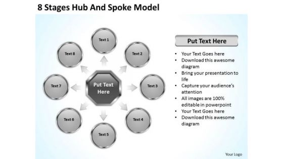 8 Stages Hub And Spoke Model Small Business Plan Template PowerPoint Templates