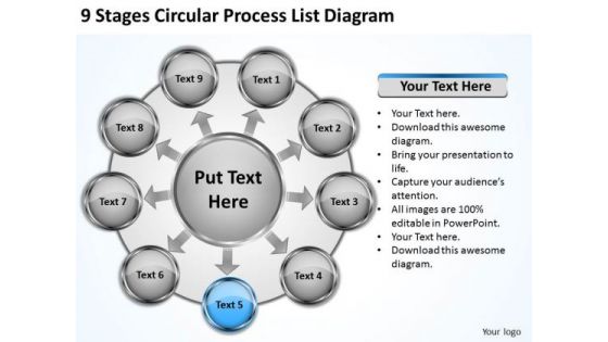 9 Stages Circular Process List Diagram Business Plans For Sale PowerPoint Templates