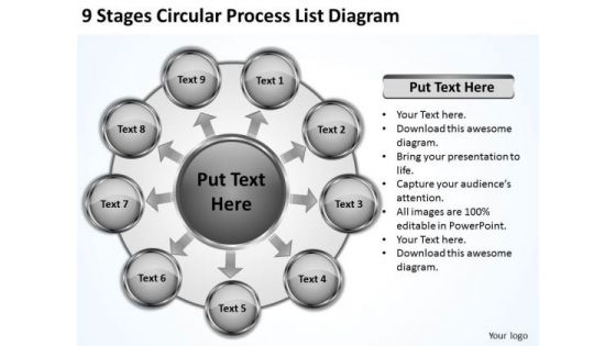 9 Stages Circular Process List Diagram It Business Plan PowerPoint Templates