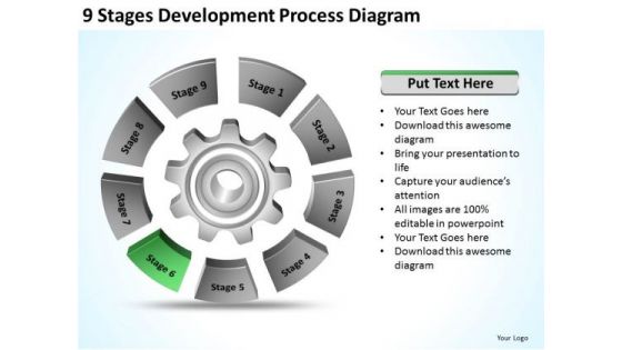 9 Stages Development Process Diagram Template Business Plans PowerPoint Templates