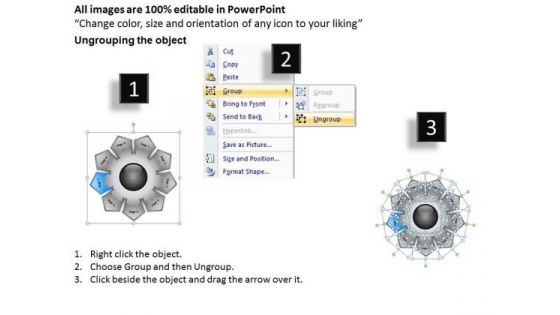 9 Stages Hub And Spoke Comparison Diagram Business Plans PowerPoint Templates
