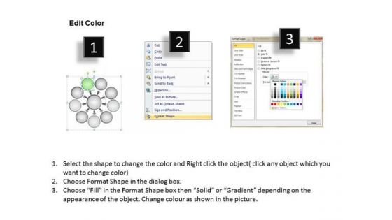 9 Steps Diverging Concepts Leading To One Issue Cycle Chart PowerPoint Templates