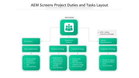 AEM Screens Project Duties And Tasks Layout Ppt PowerPoint Presentation Rules PDF