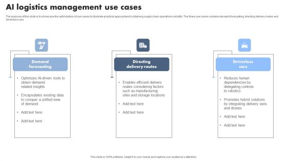 AI Logistics Management Use Cases Graphics PDF AI Logistics Management Use Cases Graphics PDF