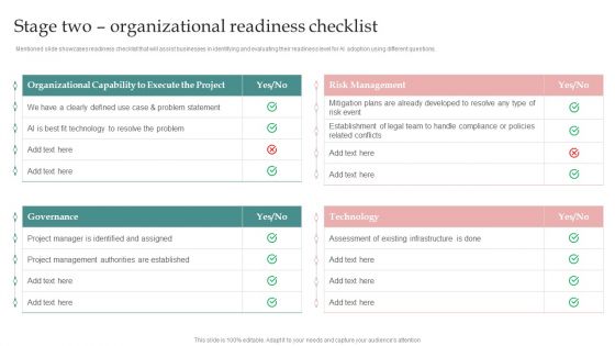AI Playbook For Business Stage Two Organizational Readiness Checklist Inspiration PDF