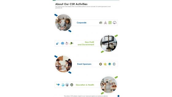 About Our CSR Activities One Pager Sample Example Document About Our CSR Activities One Pager Sample Example Document