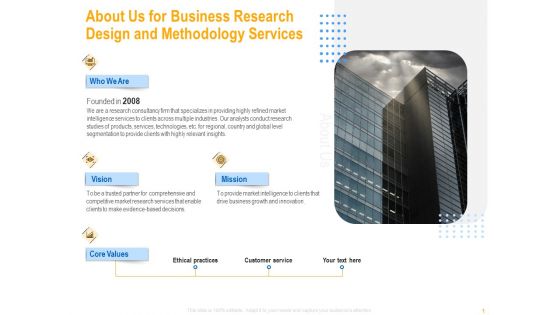 About Us For Business Research Design And Methodology Services Template PDF About Us For Business Research Design And Methodology Services Template PDF