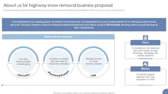 About Us For Highway Snow Removal Business Proposal Ppt Infographics Images PDF