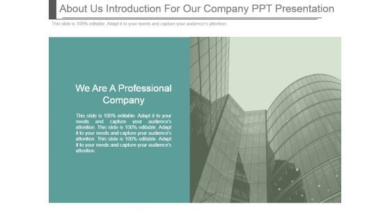 About Us Introduction For Our Company Ppt Presentation