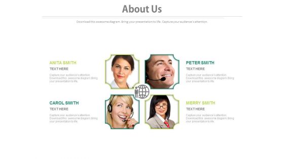 About Us Slide For Global Team Network Powerpoint Slides