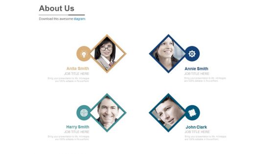 About Us Slide For Teamwork Strategy Powerpoint Slides