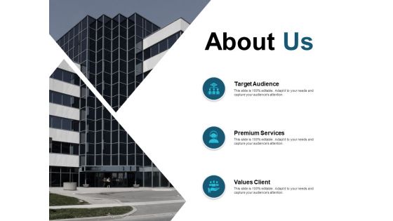About Us Target Audience Premium Services Ppt PowerPoint Presentation Infographics Summary