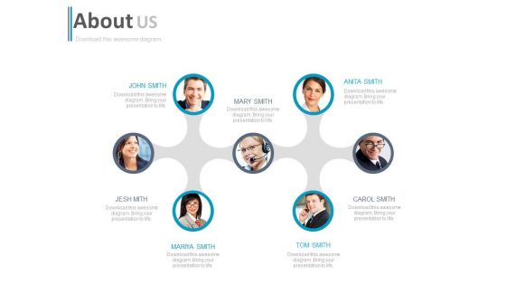 About Us Team Frame Design Powerpoint Slides