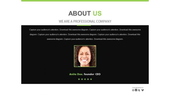 About Us With Founder Ceo Photo Powerpoint Slides
