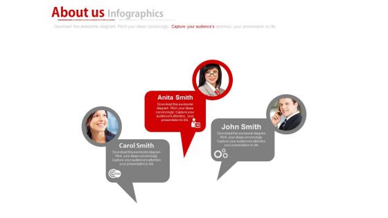 About Us With Team Goals Tags Powerpoint Slides