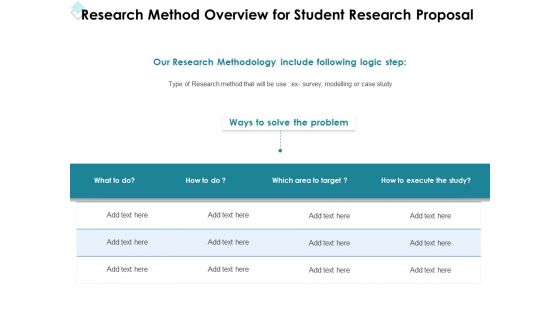 Academic Investigation Research Method Overview For Student Research Proposal Ppt Styles Influencers PDF