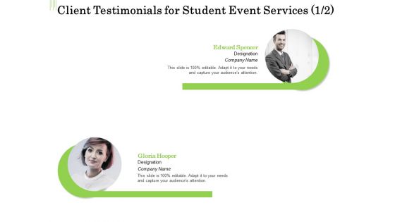 Academic Study Proposal Client Testimonials For Student Event Services Communication Ppt Layouts Outline PDF