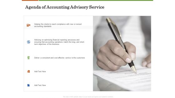 Accounting Advisory Services For Organization Agenda Of Accounting Advisory Service Icons PDF Accounting Advisory Services For Organization Agenda Of Accounting Advisory Service Icons PDF