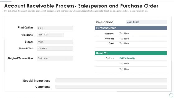 Accounts Receivables Optimization Techniques Account Receivable Process Salesperson And Purchase Order Sample PDF