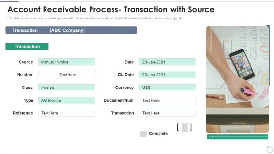 Accounts Receivables Optimization Techniques Account Receivable Process Transaction With Source Summary PDF