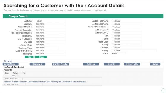 Accounts Receivables Optimization Techniques Searching For A Customer With Their Account Details Information PDF