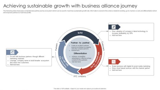 Achieving Sustainable Growth With Business Alliance Journey Template PDF