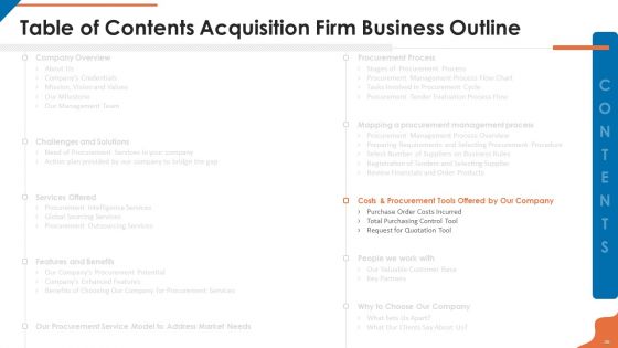 Acquisition Firm Business Outline Ppt PowerPoint Presentation Complete With Slides