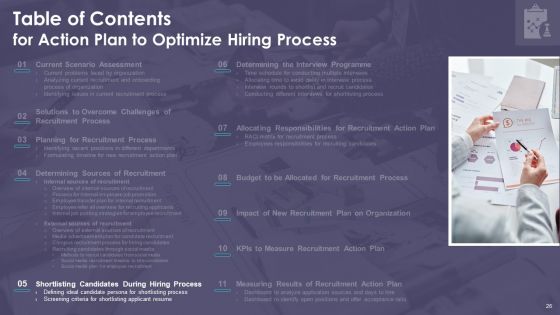 Action Plan To Optimize Hiring Process Ppt PowerPoint Presentation Complete Deck With Slides