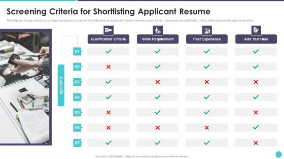 Action Plan To Optimize Hiring Process Screening Criteria For Shortlisting Applicant Resume Guidelines PDF