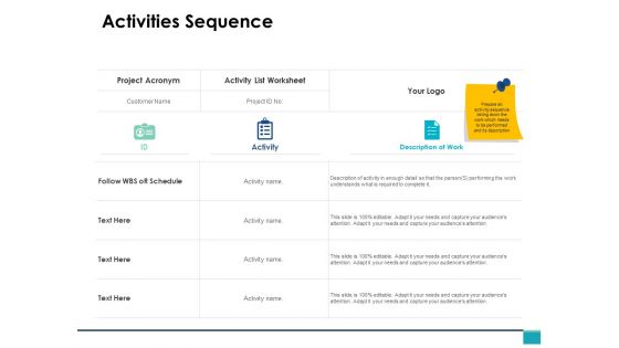 Activities Sequence Ppt PowerPoint Presentation Ideas