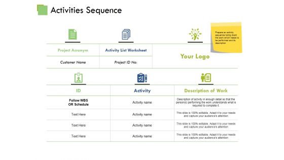 Activities Sequence Ppt PowerPoint Presentation Layouts Example Introduction