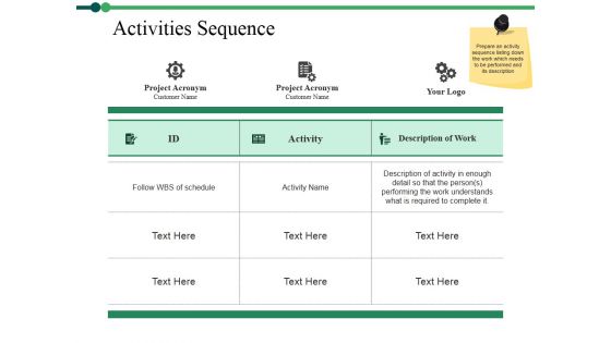 Activities Sequence Ppt PowerPoint Presentation Portfolio Background Images