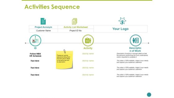 Activities Sequence Ppt PowerPoint Presentation Summary Graphic Images