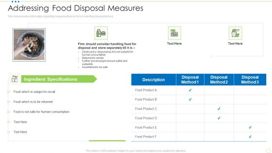 Addressing Food Disposal Measures Food Security Excellence Ppt Layouts Graphics Example PDF