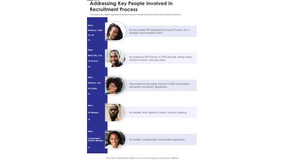Addressing Key People Involved In Recruitment Process One Pager Documents