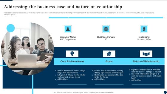 Addressing The Business Case And Nature Of Relationship Client Success Best Practices Guide Icons PDF