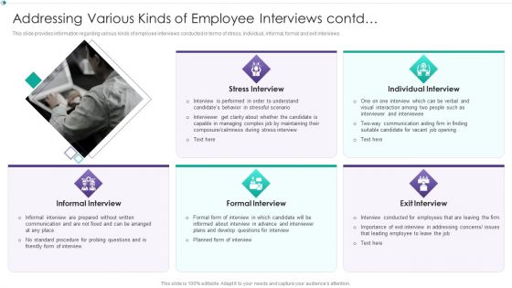 Addressing Various Kinds Of Employee Interviews Contd Hiring New Employees At Workplace Mockup PDF