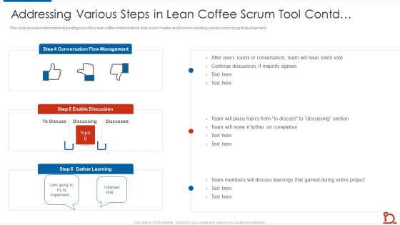 Addressing Various Steps In Lean Coffee Scrum Tool Completion Summary PDF