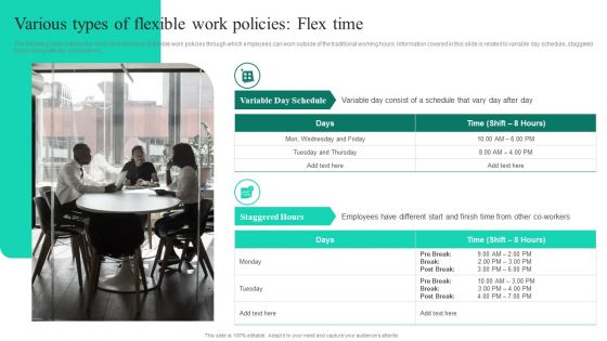 Adopting Flexible Work Policy Various Types Of Flexible Work Policies Flex Time Icons PDF Adopting Flexible Work Policy Various Types Of Flexible Work Policies Flex Time Icons PDF
