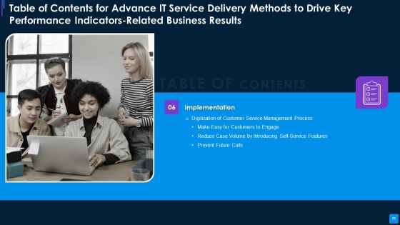 Advance IT Service Delivery Methods To Drive Key Performance Indicators Related Business Results Complete Deck