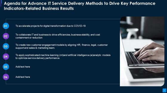 Advance IT Service Delivery Methods To Drive Key Performance Indicators Related Business Results Complete Deck